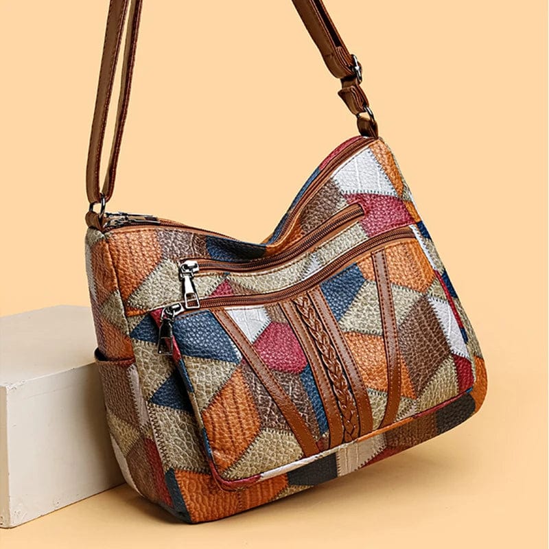 Cristina™ | Bolso de Mano de Cuero con Detalle de Mosaico