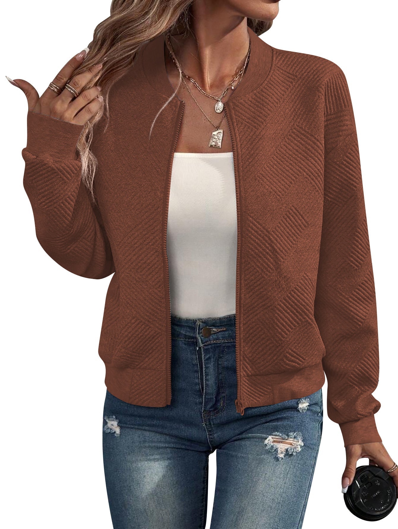 Yolanda™ | Chaqueta bomber estructurada con cremallera