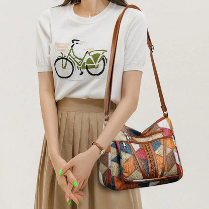 Cristina™ | Bolso de Mano de Cuero con Detalle de Mosaico