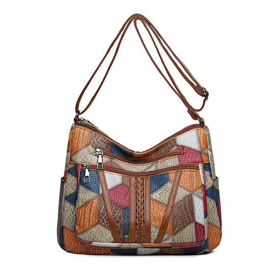 Cristina™ | Bolso de Mano de Cuero con Detalle de Mosaico
